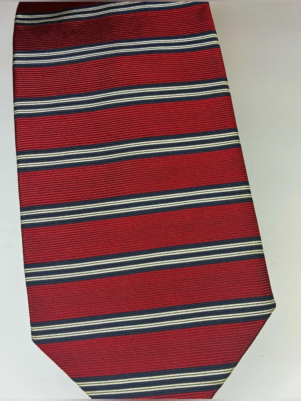 Brooks Brothers Makers Silk Tie Mens Red Navy Blue White Repp Stripe USA Made